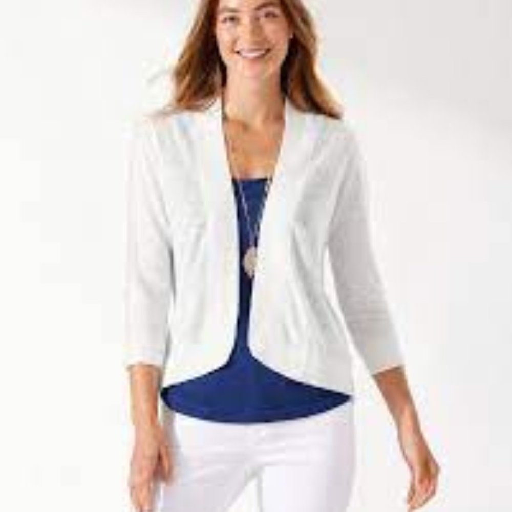 Tommy Bahama Lea Open Cardigan S White Linen